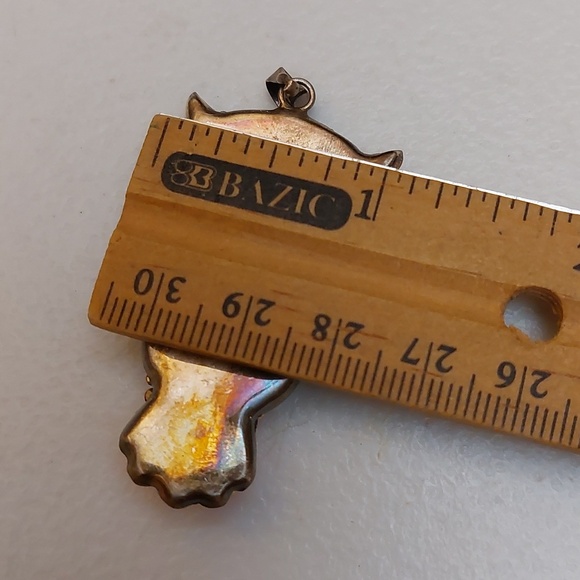 Vibrant Multicolor Crystals Micro Mosaic Owl Sterling Silver Pendant - Picture 7 of 7